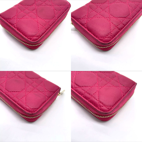 Authentic Christian DIOR Pink Cannage Leather Compact Zip Around Wallet EUC - Picture 5 of 7